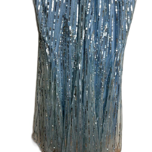 Mac Duggal POWDER BLUE SEQUIN V-NECK DRESS gown sparkles size 16 - Picture 11 of 14